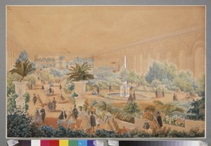 モスクワマネージでの花展。 Luigi Premazzi (1814-1891) の作品、紙に水彩、ガッシュ 作： Luigi Premazzi