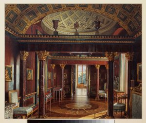 ツァルコエ セローの王宮にある瑪瑙の間 (またはジャスパー キャビネット)。 Luigi Premazzi (1814-1891) の作品、紙に水彩 作： Luigi Premazzi
