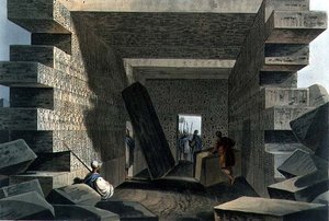 ジュピター・アモン神殿の内部 Robert Bowyer (1758-1834) 1810年発行の「Views in the Ottoman Dominions」のプレート71（アクアチント）。 作： Luigi (after) Mayer