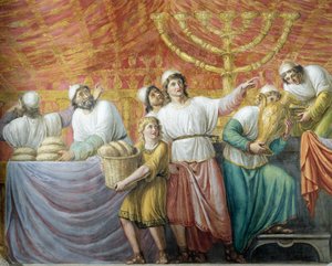 ユダヤ人の饗宴の準備」ルイージ・アデモーロ（1764-1849）によるフレスコ画、ピッティ宮殿（イタリア、トスカーナ州、フィレンツェ）。