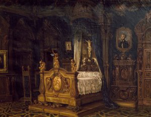 貴族Gian Giacomo Poldi Pezzoliの寝室の内部 1860年頃 作： Luigi Bisi