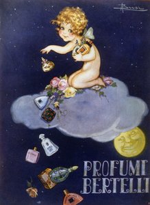 ベルテリ社のフレグランスの広告。イラストはBrisi（Busi）。 作： Luigi Busi