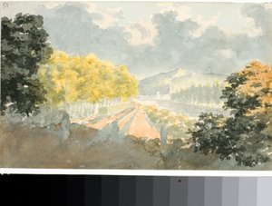 イタリアの田園風景（水彩、1825年頃 作： Luigi Garibbo