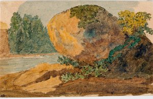 激流の風景（水彩画、1825年頃 作： Luigi Garibbo