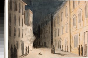 ジェノバのストラーダ・ヌオヴィッシマの透視図（水彩画、1825年頃 作： Luigi Garibbo
