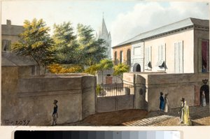 ヴィラ・ファラッジアーナとプレの鐘楼の眺め（ドローイングと水彩画、1825年頃 作： Luigi Garibbo