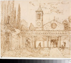 ルネッサンス様式の教会の眺め（インク画、1825年頃 作： Luigi Garibbo