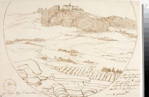 フィレンツェ近郊のセナーリオ山の眺め（図面、1833年頃 作： Luigi Garibbo