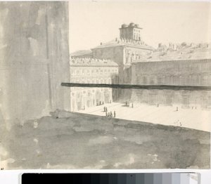 窓から広場を見下ろす（イタリア）（ラヴィス、1825年頃 作： Luigi Garibbo