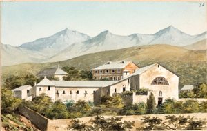 ジェノバ、ノストラ・シニョーラ・デル・モンテの聖域の眺め（水彩画、1825年頃