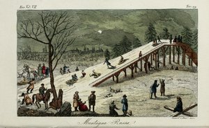ジェットコースター。 1831年のジュリオフェラーリオによる古代と現代の習慣または政府の歴史のイラスト 作： Luigi Giarrè