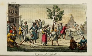 ナックルボーン。 1831年のジュリオフェラーリオによる古代と現代の習慣または政府の歴史のイラスト 作： Luigi Giarrè
