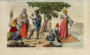 ロシアの農民。 古代と現代の衣装や政府の歴史からのイラスト…ジュリオ・フェラーリオ作、1831年 作： Luigi Giarrè