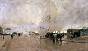 パリサーキットラインの煙、1885年。 作： Luigi Loir