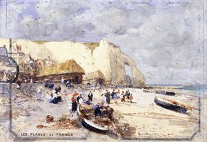 エトルタのビーチ、 作： Luigi Loir