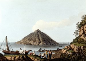ストロンボリ島 - ルイジ・メイヤー著「オスマン帝国、ヨーロッパ、アジア、地中海の島々の景観」（ロンドン）に掲載 作： Luigi Mayer