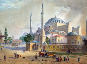 The Hagia Sophia in Constantinople par Mayer, Luigi (1755-1803).紙に水彩画、サイズ：26,5x36