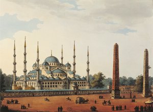 トルコ、イスタンブール、イスタンブールのブルーモスクまたはスルタンアフメットのモスク（Luigi Mayer氏 作： Luigi Mayer