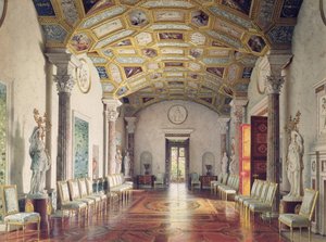 ツァールスコエセローのキャサリン宮殿のグレートアゲートホール、1859年（紙と白色と白色） 作： Luigi Premazzi