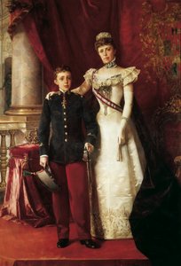アルフォンソ13世（1886-1941）とマリア・クリスティーナ・デ・テシェン（ハプスブルク家のマリア・クリスティーナ（1858-1929）として知られるオーストリア大公夫人）の肖像 作： Luis Alvarez Catalá