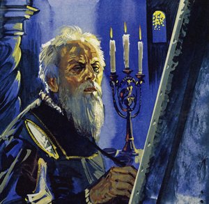 75歳の時、ティツィアーノは視力の衰えに苦しんだ（カラーリトグラフ） 作： ルイス・アルカス・ブラウナー