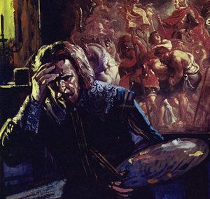 ルーベンスは健康を害し始めたが、3年間働き続けた（カラーリトグラフ） 作： ルイス・アルカス・ブラウナー