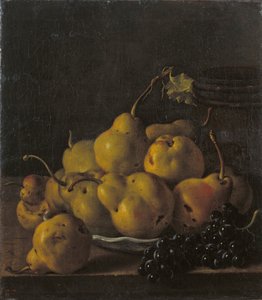 洋ナシとブドウの静物画 作： ルイス・エジディオ・メレンデス