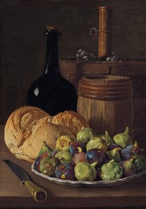 イチジクとパンのある静物、c。 1770年。 作： Luis Meléndez