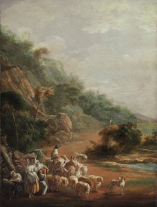 "Scene avec villageois" (村人のいる風景) Peinture de Luis Paret y Alcazar (1746-1799) - 1786 - 油彩・キャンバス - Dim 48x37,2 cm Museo de Bellas Artes de Bilbao 作： Luis Paret y Alcazar