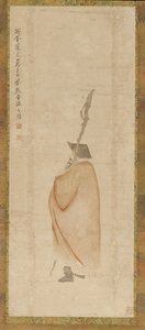 赤いコートを着た立っている男 作： Luo Ping