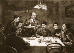ボルシェビキ党中央委員会の会合、1917 年 10 月 23 日 (litho) 作： Lupov (attr. to)