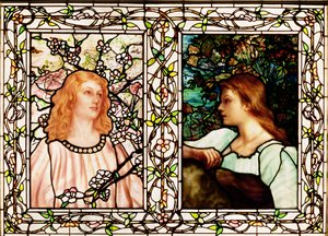 春と秋、Tiffany Glass & Manufacturing Co.製、1892年頃（有鉛ガラス）