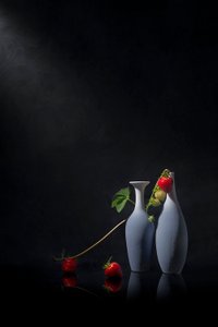 ムーディ・ストロベリーの花瓶 作： Lydia Jacobs