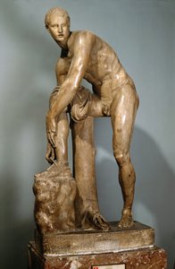 サンダルを結ぶヘルメス（リュシッポス作とされるギリシャの原画のローマのコピー 作： Lysippos (after)