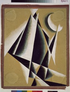 工事。 Lyubov (Lioubov) Sergeyevna Popova (1889-1924) の作品、厚紙にグワッシュ 作： Lyubov Sergeevna Popova
