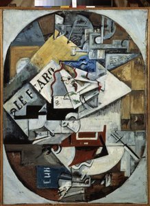 静物。 (Le Figaro) Lyubov (Lioubov) Sergeyevna Popova (1889-1924) 作、キャンバスに油彩 作： Lyubov Sergeevna Popova
