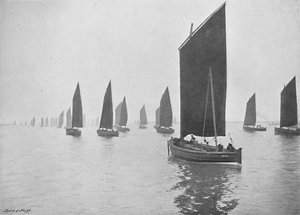 タリンを離れたニシンのボート、c1896 作： M. Aunty