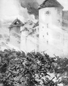 1914年、フランスとドイツ人はフランスのシャトードモンドードの壁の下で戦います。 作： M. H. W. Koekkok