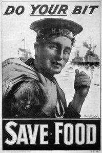 Do Your Bit - Save Food」、食品経済ポスター、第一次世界大戦、1917年、1920年頃。   作： M Randall