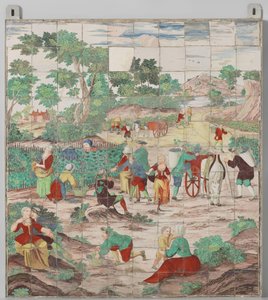 ぶどうの収穫とタイルのタブロー 作： M. van Kuyk
