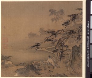 松の木陰のストリームで鹿を見る、1127-1279