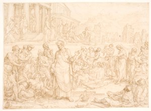 病人を癒すペテロと他の使徒たち 作： Maarten van Heemskerck