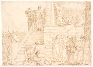 エルサレムで説教するペテロ 作： Maarten van Heemskerck