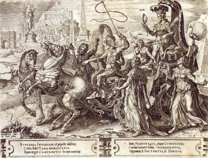 プライド、「人間の事の多様性」、1564年のプレート3 作： Maarten van Heemskerck