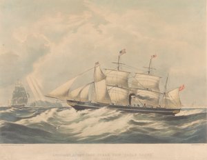 補助スクリュー式鉄蒸気船「サラ・サンズ」（1845年）1843-54年頃（リトグラフ） 作： Macdonald & Co. Maclure