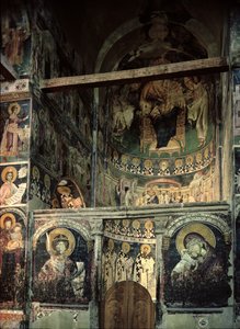 1313年に描かれたイコノスタスと後陣、フレスコ画 作： Macedonian School