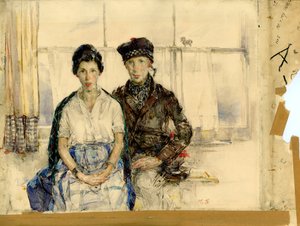 私と私の真の愛、1930年頃（紙に鉛筆と水彩）