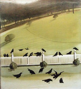 公園で餌を食べるにわとり（鉛筆・水彩・紙） 作： Madeline Wyndham