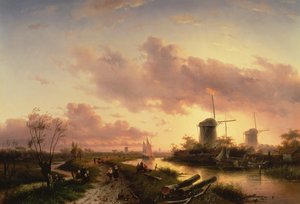 17世紀のボートを修理する人物のいる河口 作： Maerten Fransz van der Hulst
