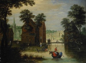 エジプトへの逃避の川の風景、1616 年 作： Maerten Ryckaert